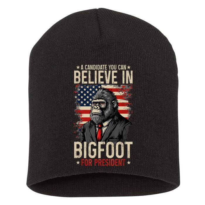 Bigfoot For President Election 2024 Funny Vote Sasquatch Usa Short Acrylic Beanie