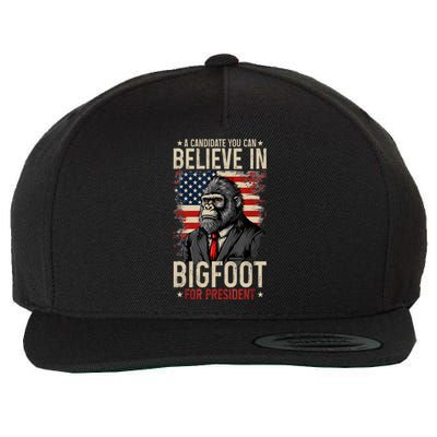 Bigfoot For President Election 2024 Funny Vote Sasquatch Usa Wool Snapback Cap