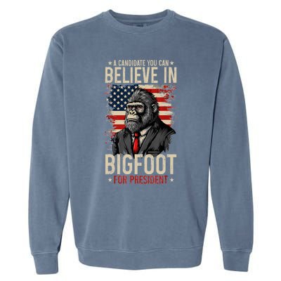 Bigfoot For President Election 2024 Funny Vote Sasquatch Usa Garment-Dyed Sweatshirt