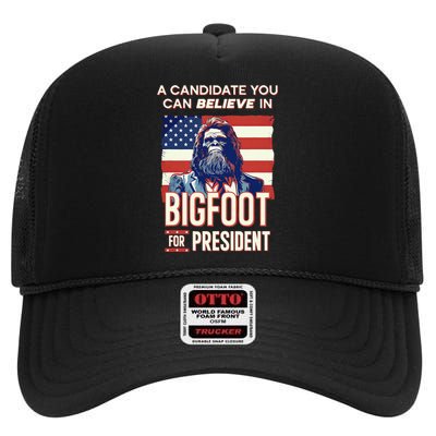 Bigfoot For President Election Vote Sasquatch USA High Crown Mesh Back Trucker Hat