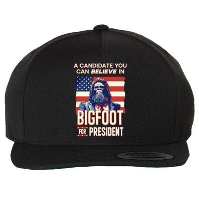 Bigfoot For President Election Vote Sasquatch USA Wool Snapback Cap