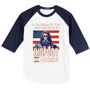 Bigfoot For President Election Vote Sasquatch USA Baseball Sleeve Shirt