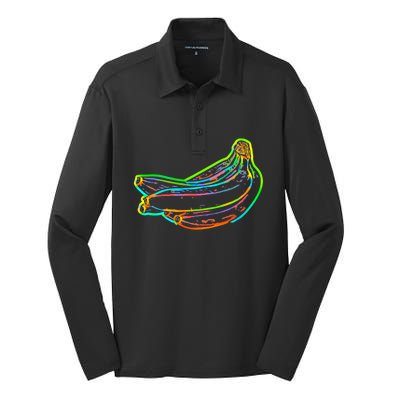 Banana Fruit Pop Art Gift Silk Touch Performance Long Sleeve Polo