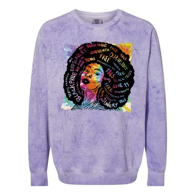 Black Female Pride Afro Colorblast Crewneck Sweatshirt