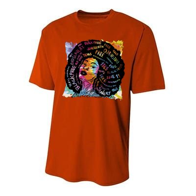 Black Female Pride Afro Performance Sprint T-Shirt