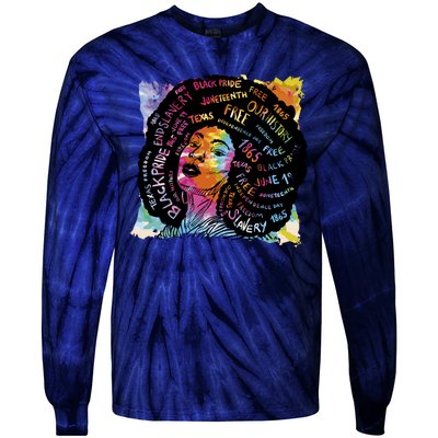 Black Female Pride Afro Tie-Dye Long Sleeve Shirt