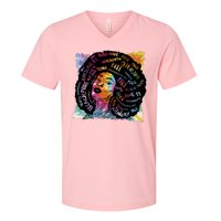 Black Female Pride Afro V-Neck T-Shirt