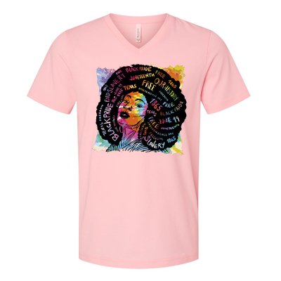 Black Female Pride Afro V-Neck T-Shirt