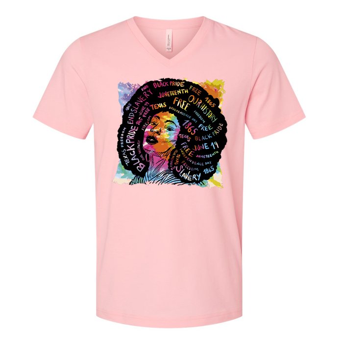 Black Female Pride Afro V-Neck T-Shirt