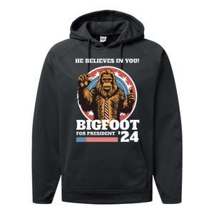 Bigfoot For President 2024 Performance Fleece Hoodie