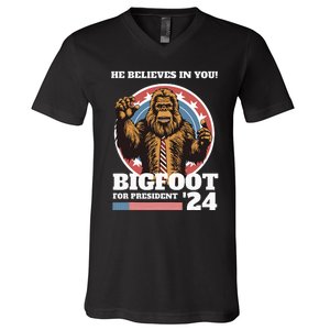 Bigfoot For President 2024 V-Neck T-Shirt