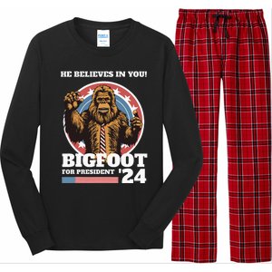 Bigfoot For President 2024 Long Sleeve Pajama Set