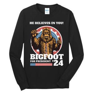 Bigfoot For President 2024 Tall Long Sleeve T-Shirt