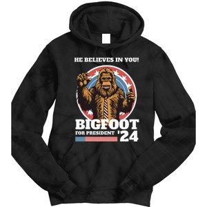 Bigfoot For President 2024 Tie Dye Hoodie