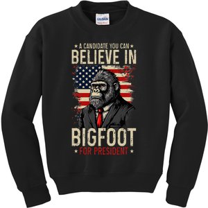 Bigfoot For President Election 2024 Funny Vote Sasquatch USA Kids Sweatshirt