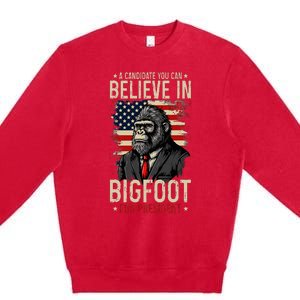 Bigfoot For President Election 2024 Funny Vote Sasquatch USA Premium Crewneck Sweatshirt