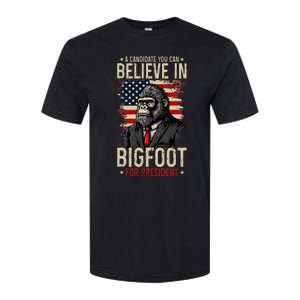 Bigfoot For President Election 2024 Funny Vote Sasquatch USA Softstyle CVC T-Shirt