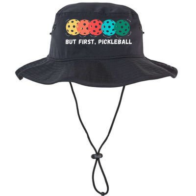 But First Pickleball, Funny Vintage Pickleball Player Bucket Hat