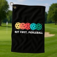 But First Pickleball, Funny Vintage Pickleball Player Golf Towel