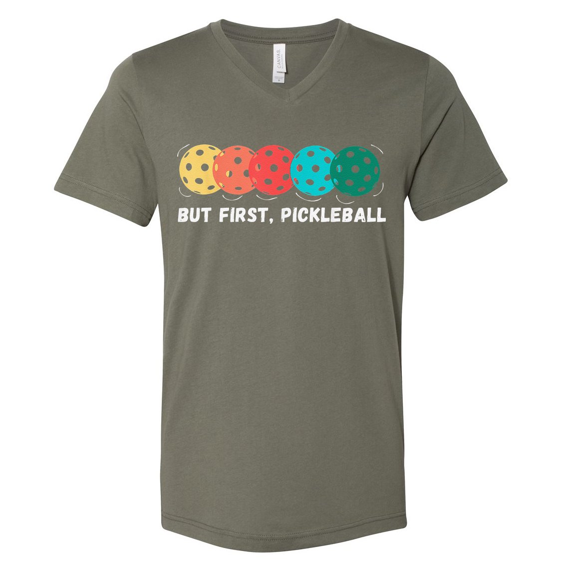 But First Pickleball, Funny Vintage Pickleball Player V-Neck T-Shirt