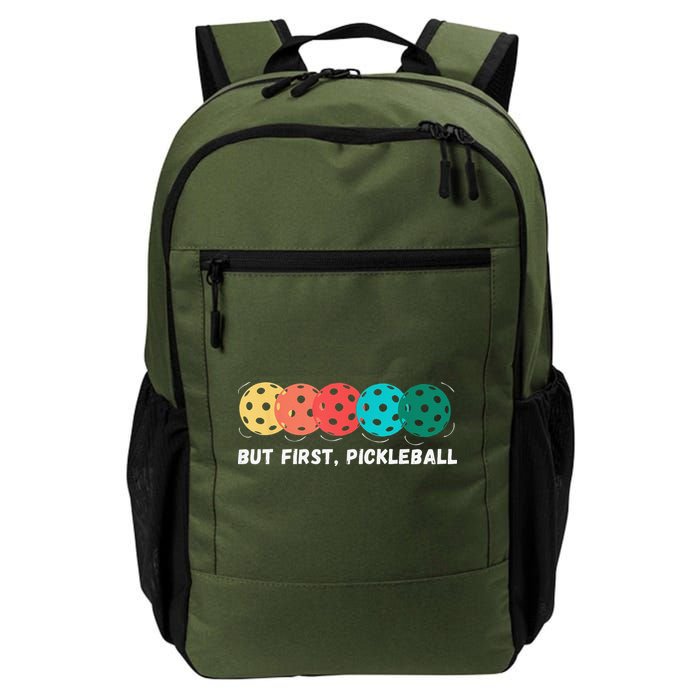 But First Pickleball, Funny Vintage Pickleball Player Backpack