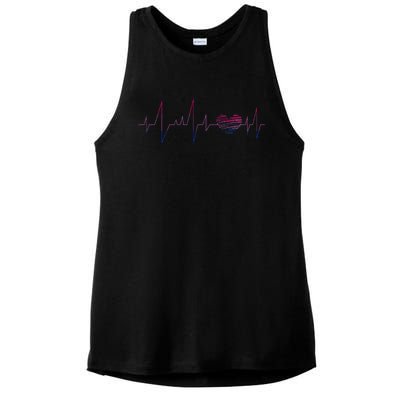 Bisexual Flag Queer Bi Pride Gift Lgbt Heartbeat Bisexual Ladies PosiCharge Tri-Blend Wicking Tank