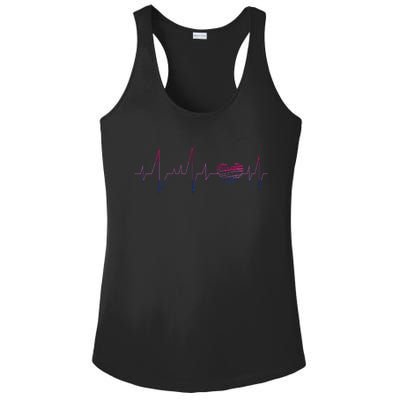 Bisexual Flag Queer Bi Pride Gift Lgbt Heartbeat Bisexual Ladies PosiCharge Competitor Racerback Tank