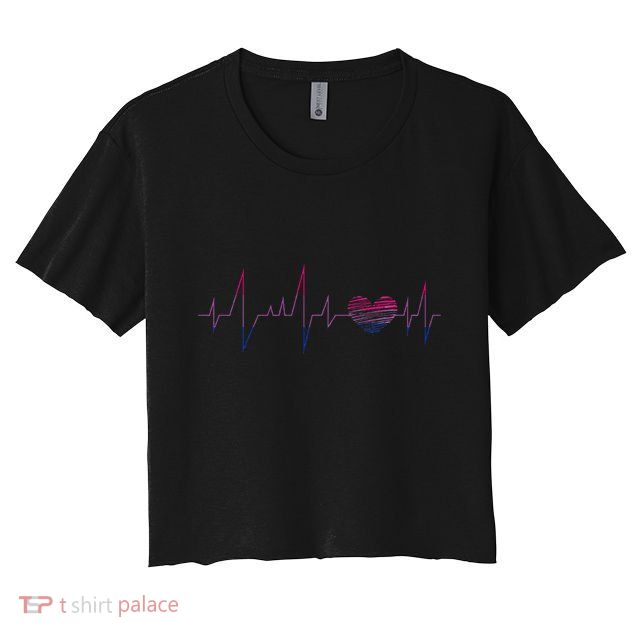 Bisexual Flag Queer Bi Pride Gift Lgbt Heartbeat Bisexual Women's Crop Top Tee