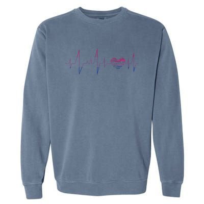 Bisexual Flag Queer Bi Pride Gift Lgbt Heartbeat Bisexual Garment-Dyed Sweatshirt