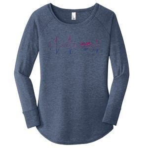 Bisexual Flag Queer Bi Pride Gift Lgbt Heartbeat Bisexual Women's Perfect Tri Tunic Long Sleeve Shirt