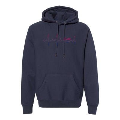 Bisexual Flag Queer Bi Pride Gift Lgbt Heartbeat Bisexual Premium Hoodie