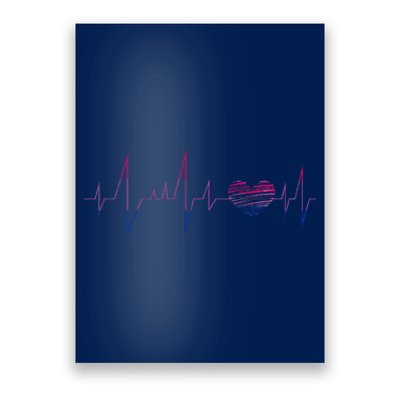 Bisexual Flag Queer Bi Pride Gift Lgbt Heartbeat Bisexual Poster