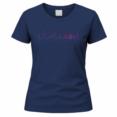 Bisexual Flag Queer Bi Pride Gift Lgbt Heartbeat Bisexual Women's T-Shirt