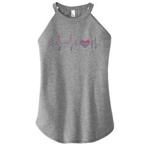 Bisexual Flag Queer Bi Pride Gift Lgbt Heartbeat Bisexual Women's Perfect Tri Rocker Tank