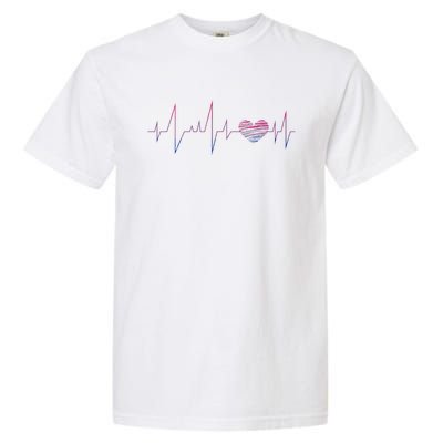 Bisexual Flag Queer Bi Pride Gift Lgbt Heartbeat Bisexual Garment-Dyed Heavyweight T-Shirt