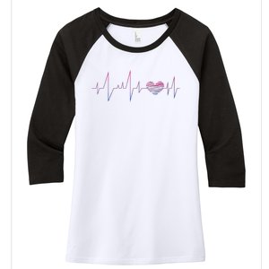 Bisexual Flag Queer Bi Pride Gift Lgbt Heartbeat Bisexual Women's Tri-Blend 3/4-Sleeve Raglan Shirt