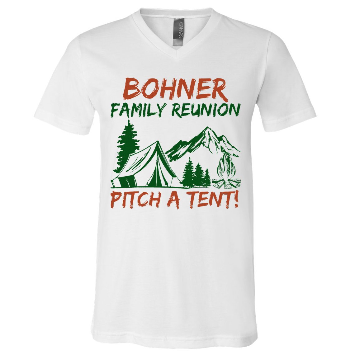 Bohner Family Reunion Pitch A Tent V-Neck T-Shirt