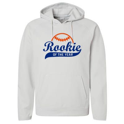 Baseball Funny Retro Rookie Of The Year Performance Fleece Hoodie