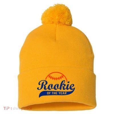 Baseball Funny Retro Rookie Of The Year Pom Pom 12in Knit Beanie