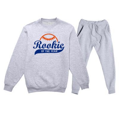 Baseball Funny Retro Rookie Of The Year Premium Crewneck Sweatsuit Set