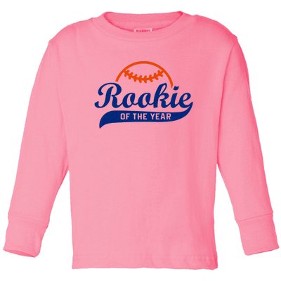 Baseball Funny Retro Rookie Of The Year Toddler Long Sleeve Shirt