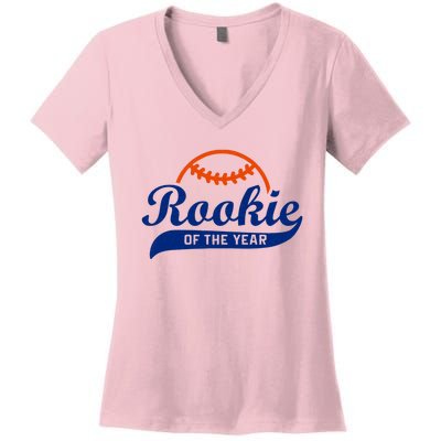 Baseball Funny Retro Rookie Of The Year Women's V-Neck T-Shirt