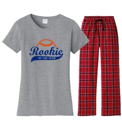 Baseball Funny Retro Rookie Of The Year Women's Flannel Pajama Set