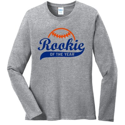 Baseball Funny Retro Rookie Of The Year Ladies Long Sleeve Shirt