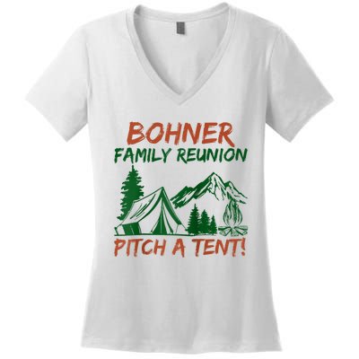 Bohner Family Reunion Pitch A Tent Women's V-Neck T-Shirt