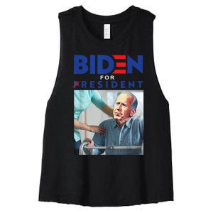 Biden For Resident Biden Nursing Home Anti Joe Biden Trump Women's Racerback Cropped Tank