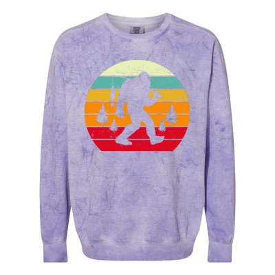 Bigfoot Fishing Retro Sunset Colorblast Crewneck Sweatshirt