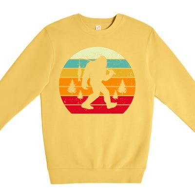 Bigfoot Fishing Retro Sunset Premium Crewneck Sweatshirt