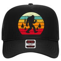 Bigfoot Fishing Retro Sunset High Crown Mesh Back Trucker Hat