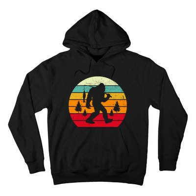 Bigfoot Fishing Retro Sunset Hoodie